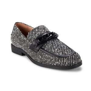 Cole Haan Stassi Chain Tweed Loafers Black & White Tweed Size 10 NWOB Preppy